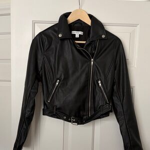 And Now This Black Faux Leather Biker Jacket